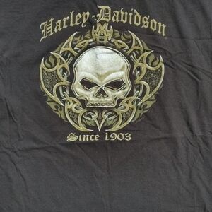 Vtg 2007 Harley-Davidson Skull Print Sudbury Ontario T-Shirt Size (L)